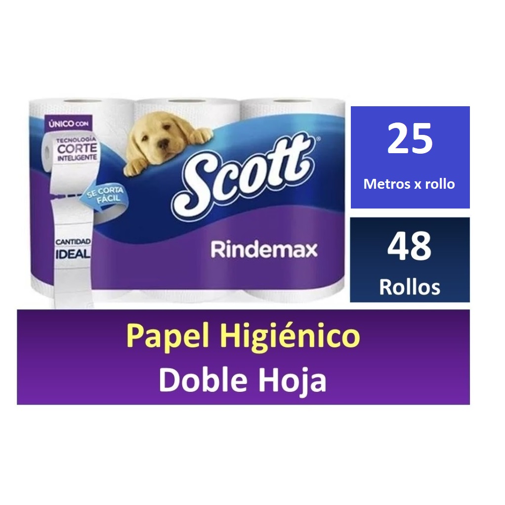 PAPEL SCOTT 25 METROS DOBLE HOJA Paquete 8x6