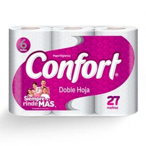 PAPEL CONFORT 27 METROS DOBLE HOJA Paquete 8X6