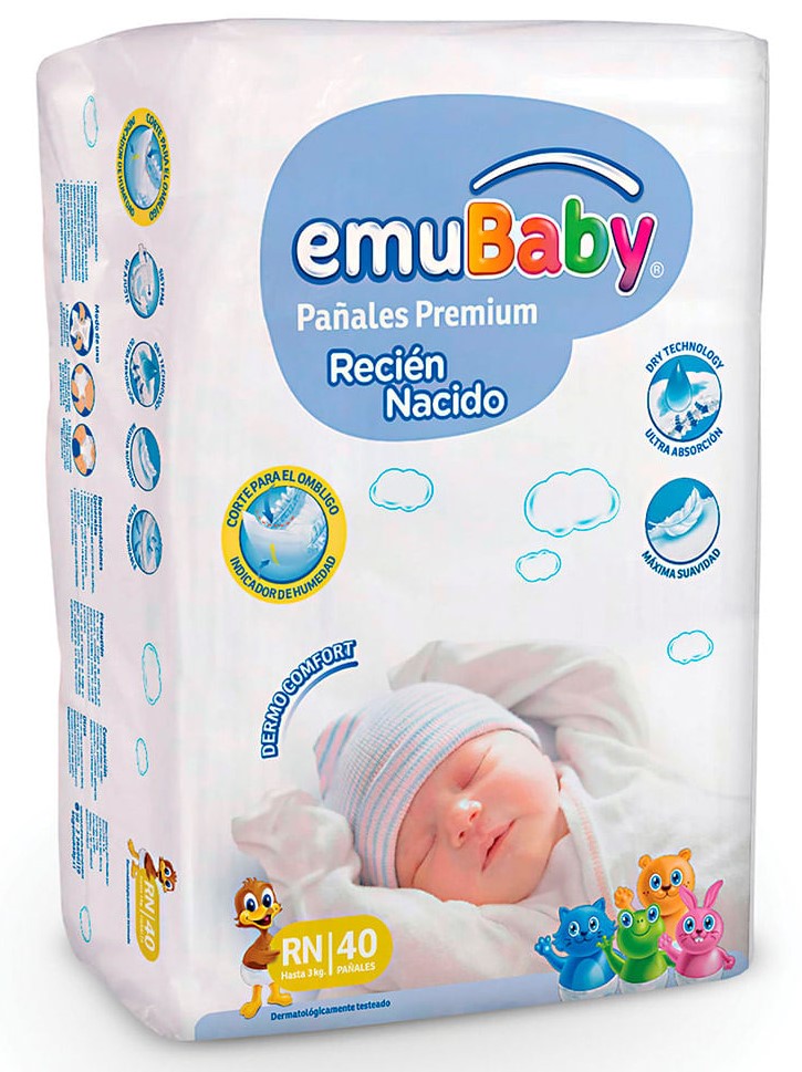 EMUBABY PAÑALES PREMIUM RN 40 UN