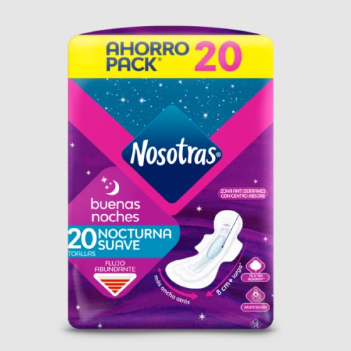 Toallas Nosotras Buenas Noches Tela Suave | 20 Unidades