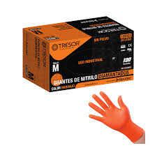 GUANTE NITRILO EXTRADIAMOND NARANJO L X100