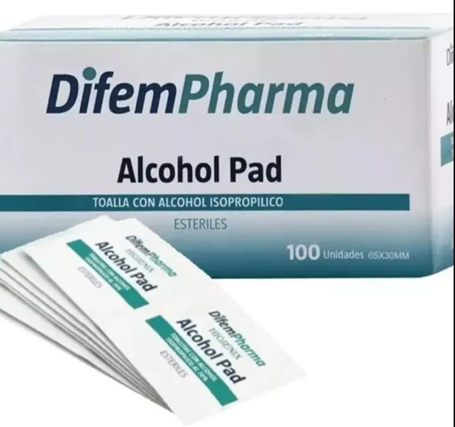 Toallitas con Alcohol Isopropílico 70% | Caja 100 unidades