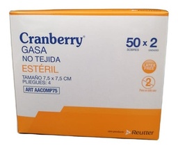 [AACOMP75] Cranberry Gasa No Tejida Estéril 7,5 x 7,5 cm | Caja 50 sobres x 2 unidades